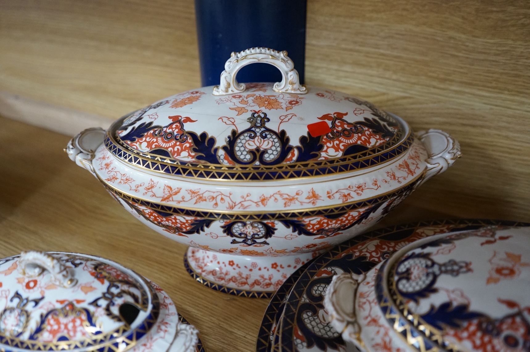 A large Victorian Royal Crown Derby pottery dinner service